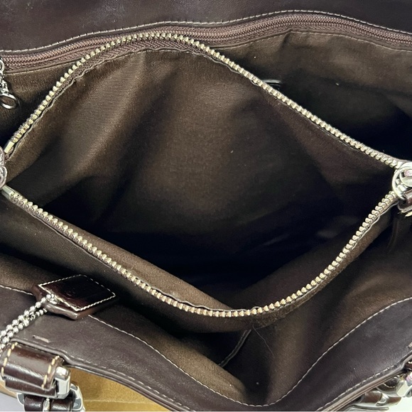 Coach Hamptons Madison Leather Suede Carryall Satchel Handbag Brown Tan - Picture 12 of 14